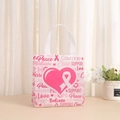 Bolsa de regalo rosa con lazo contra el cáncer de mama y lemas de esperanza y amor - 20*20*9