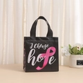 Bolsa de tela no tejida negra con texto I Choose Hope y lazo rosa para caridad - 20*20*9 / Estilo Black I Choose Hope (9011-9)