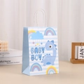 Blue Baby Boy paper gift bag with cartoon dinosaur and rainbow patterns for baby shower - Cartoon Dinosaur Rainbow Style (394-4)