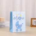 Detail of baby shower gift bag with welcome little boy text and stroller illustration - Welcome Little Boy Style (394-6)