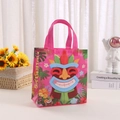 Pink non-woven gift bag with Polynesian Tiki mask and tropical hibiscus floral print - Pink Hibiscus Tiki Mask (3006-7)