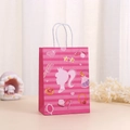 Pink striped paper gift bag with fashion silhouette and white rope handles - Girl Silhouette Style (373-5)