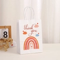 Bohemian rainbow kraft gift bag with red thank you text and white twisted handles - Rainbow Cloud Pattern (90-8)