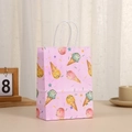 Sacchetto regalo in carta kraft rosa con motivi a cono gelato e manici in corda bianca - Coni Vari Rosa (418-1)