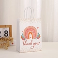 Böhmische Regenbogen Papiertüte mit Thank You Aufdruck und Griffen für Partygeschenke - Regenbogen Blumen Muster (90-6)