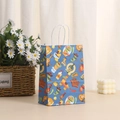 Blue Mexican themed gift bag with cartoon tacos and pinata illustrations and white handles - Tequila Dark Blue Theme (381-3)