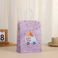 Sacchetto regalo in carta viola con stampa camion dei gelati e manici in corda bianca - Furgone dei Gelati Viola (418-4)