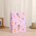 Sacchetto regalo in carta kraft rosa con dolci stampe di gelato e manici a corda - Gelato Rosa (418-5)