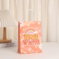 Floral print paper gift bag with peace love illustration and white rope handles - Peace Love Style (280-4)