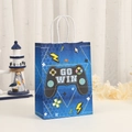 Sac cadeau en papier kraft thème gaming avec manette de jeu et slogan GO WIN - Style Go Win (421-2)