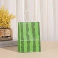 Bolsa de regalo de papel kraft con diseño de sandía verde y asas de cuerda resistentes - Patrón de Ondas de Sandía (268-3)