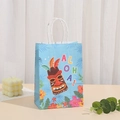 Bolsa de regalo Tiki hawaiana azul claro con estampado Aloha y asas de papel blanco - Estilo Máscara Aloha Azul (266-4)