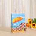 Blue summer beach print paper gift bag with white rope handles and fruit illustrations - Beach Elements (276-6)