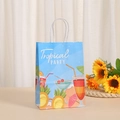 Bolsa de papel azul para regalo con estampados de fiesta tropical y piña - Estilo Cóctel Tropical Party (277-5)