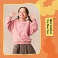 Pink fleece sweatshirt with lace ruffles and dark pleated skirt for girls - 110 / Pink