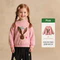 Girl's pink cotton long-sleeved sweatshirt with cute cartoon rabbit and heart print - Pink (Pre-sale) / 120
