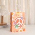 Retro floral paper gift bag with peace sign and white twisted handles for parties - Peace Sign Daisy Style (280--1)