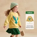 Yellow cotton kids' sweatshirt with blue bunny print and ribbed cuffs for autumn - Yellow / 90