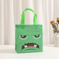 Green non-woven Halloween gift bag with a Frankenstein monster face print and sturdy handles - Green Monster / 9014-5