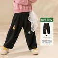 Kids wide-leg corduroy pants in dark grey with cute animal embroidery detailing - Dark Gray / 90cm