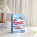 Sac cadeau en papier kraft thème avion bleu avec texte 'Thank You' et anses blanches - Style Thème Aviation Ruban Rouge (346-6)