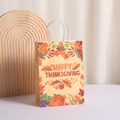 Sacchetto regalo in carta per il Ringraziamento con foglie autunnali, zucca e manici in corda - Stile Zucca Frutta Autunnale Ringraziamento (344-5)