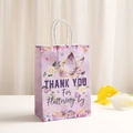 Bolsa de regalo de papel morado con mariposas y asas blancas para fiestas y eventos - Estilo Mariposa Degradado Púrpura (297-6) / 21x15x8