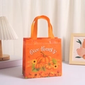 Close-up of Give thanks text on orange marble pumpkin gift bag for Thanksgiving - Pumpkin Sunflower Give Thanks (9015-6) / 20x9x20