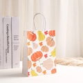 White kraft paper gift bag with autumn pumpkin and maple leaf print for festive shopping - Pumpkin Gourd Maple Leaf Print (348-2)