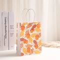 Kraft paper gift bag with autumn maple leaf print and white twisted rope handles - Acorn and Oak Leaf Print (348-3)