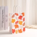 Kraft paper gift bag with autumn maple leaf patterns and sturdy white rope handles - Orange Yellow Brown Maple Leaf Print (348-1)