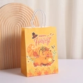 Detail of happy Harvest paper gift bag with pumpkin and autumn leaves illustrations - Thanksgiving Harvest Celebration Style (344-6)
