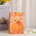 Autumn pumpkin paper gift bag with white rope handles and floral fall patterns - A Little Pumpkin Is On The Way (Warm Orange Style) / 21x15x8