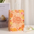 Fall themed kraft paper gift bag featuring little pumpkin prints and white rope handle - Little Pumpkin (Maple Mushroom Style) / 21x15x8