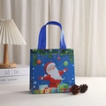 Blue Christmas non-woven gift bag with Santa Claus print shown in cozy holiday setting - 20*9*20 / Blue Santa Gifts (9016-3)