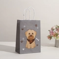 Bolsa de regalo de papel gris con lindo perro animado y asas de cuerda blanca - Al21*An15*Pr8 / Perro Gris