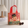 Festive red non-woven Christmas gift bag with gingerbread man and snowflake patterns - 20*9*20 / Gingerbread Man Pattern (9016-4)