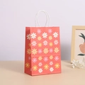 Bolsa de regalo de papel kraft rosa con patrón de margaritas y asas de cuerda blanca - Estilo Margarita Rosa Lindo (361-4) / 21cmx15cmx8cm