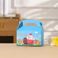 Caja de regalo de Pascua azul de papel con ilustración de pollito, huevos y asa - Estilo Pollito Azul (A015-2)