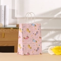 Bolsa de regalo de papel rosa con estampados de unicornio y galaxia para fiestas - Unicornio Rosa / 21x15x8cm