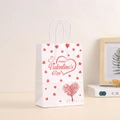 White Valentine's Day paper gift bag with red heart pattern and woven handles - Festive Heart Tree Print Style (369-6) / 21*15*8