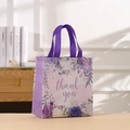 Sacchetto regalo viola in TNT con stampa floreale e scritta Thank You su legno - 29*27*12 / Viola (4003-2)