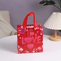 Red non-woven Valentine gift bag with LOVE typography and heart patterns and red handles - LOVE Letter Style (4006-2) / 23*22*11