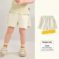 Short en coton pour filles à volants couleur crème avec taille élastique - 90cm / Beige