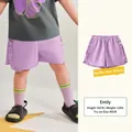 Lila Mädchen-Baumwollshorts mit Rüschensaum, bequemer elastischer Bund für Kinder - 90cm / Lila