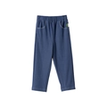 Donkerblauwe katoenen meisjeslegging met elastische taille en witte contraststiksels - Blauw