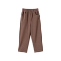 Girls' comfortable cotton elastic waist casual pants in dark coffee brown color - 90cm / Brown