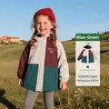 Kids hooded windbreaker jacket in colorblock burgundy and teal with star print - Cyan
