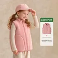 Soft light pink fleece vest for girls with zipper closure and round pockets - Pink / 90cm