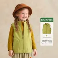 Light green polar fleece vest for girls featuring a high collar and zipper closure - Grass Green / 90cm